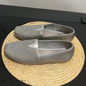 Bobs by Skechers Silver Rhinestone Detailing Slip-On Loafer Size 10